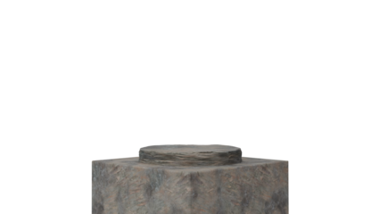 3D A gray textured hexagonal podium with a flat top