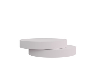 3D The image shows a two-tiered minimalist white podium with a slight overlap