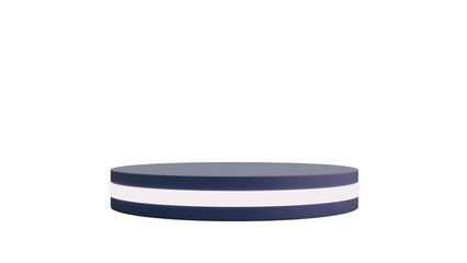 3D A round dark blue podium with a white stripe in the middle
