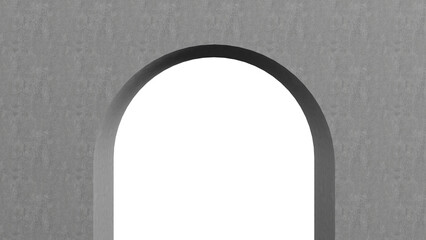 Fototapeta premium 3D A gray arched podium with a minimalist design and a white recessed center