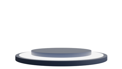 3D The image depicts a minimalist three-tier circular podium with shades of grey and white