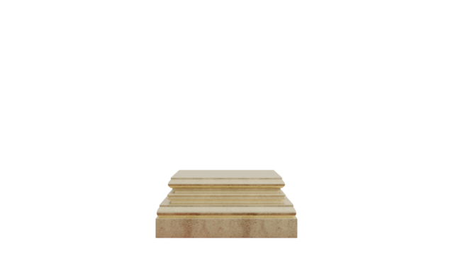 3D A small beige marble-like podium with stepped layers