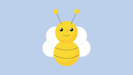 cute bee on blue background. vector illustration in flat style.