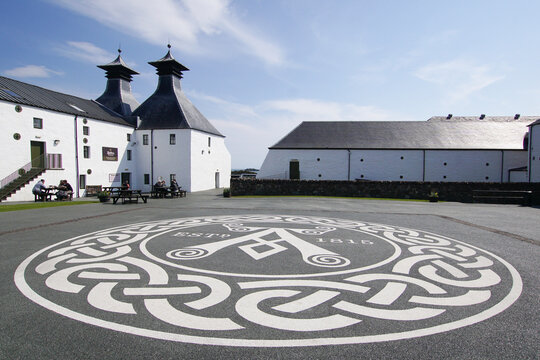 Ardbeg, Islay, Scotland - May 01 2017: The Ardbeg Scotch whisky distillery in the south of the isle of Islay. It produces peated Scotch whisky.	