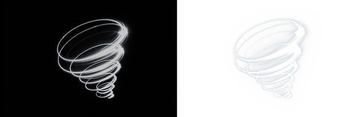 Abstract swirling light vortex illustration on contrasting backgrounds, showcasing dynamic movement...