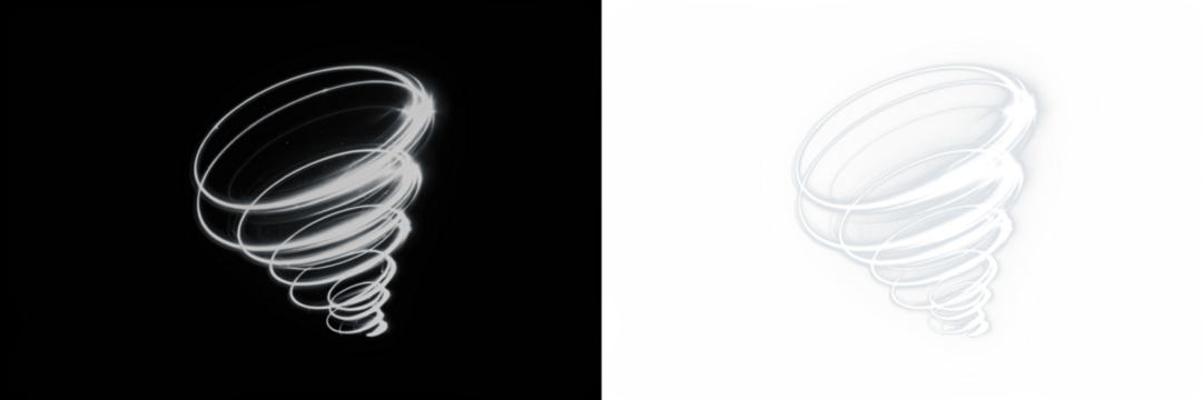 Abstract swirling light vortex illustration on contrasting backgrounds, showcasing dynamic movement and energy, perfect for creative projects and visual storytelling with copy space