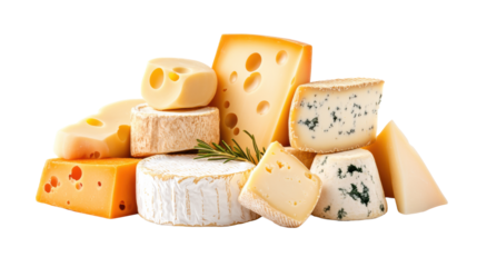 Assorted Cheeses on Transparent Background
