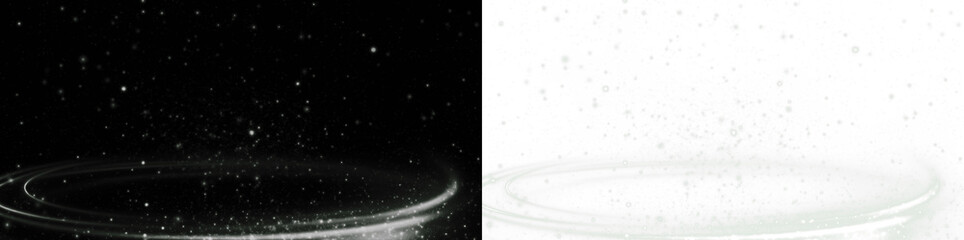 Abstract PNG overlay featuring sparkling particles on contrasting black and white backgrounds, creating a dynamic visual effect for creative design projects and digital art applications
