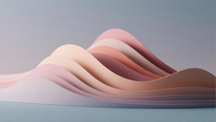 Dreamy Abstract Landscape with Layered 3D Waves