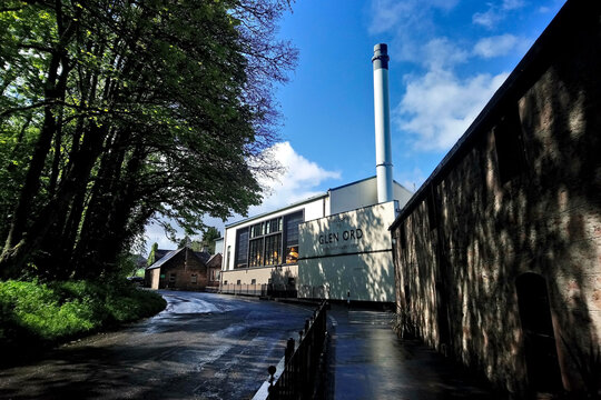 Glen Ord, Muir of Ord, Scotland - May 06 2019: The Glen Ord whisky distillery near Muir of Ord