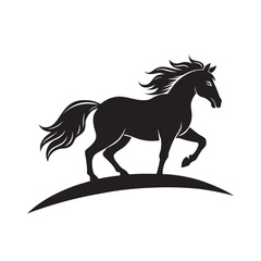Galloping Horse On Hill Silhouette Design