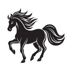 Galloping Horse With Wind Silhouette Illustration