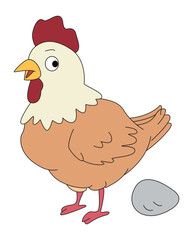 The hen is laying eggs