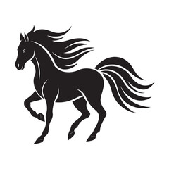 Running Horse With Mane Flowing Silhouette Illustration