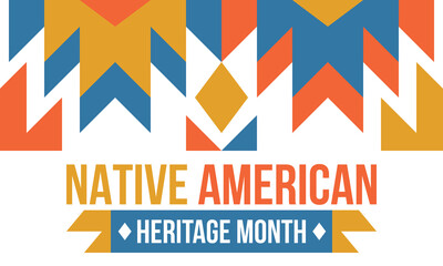 Fototapeta premium Native American Heritage Month in November. American Indian culture. Celebrate annual in United States. Tradition pattern. Poster, card, banner and background. Vector ornament, illustration