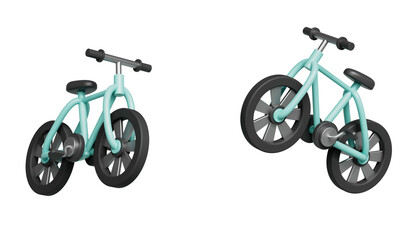 카툰 스타일 심플한 민트색 자전거 Cartoon Style Simple Mint Bicycle