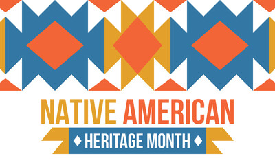 Native American Heritage Month in November. American Indian culture. Celebrate annual in United States. Tradition pattern. Poster, card, banner and background. Vector ornament, illustration