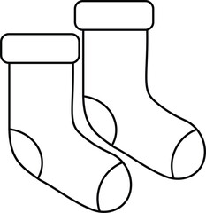 Christmas socks icon, holiday stocking vector, Santa gift holder illustration for decoration and celebration with transparent background