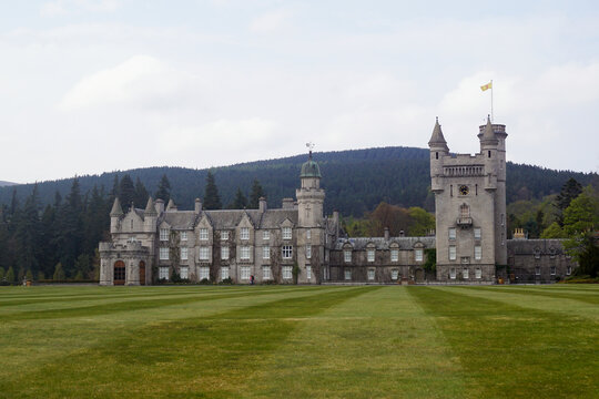 Ballater, Aberdeenshire, Scotland - May 12 2017: Balmoral Castle in the Scottish highlands, one of the residences of the royal family.