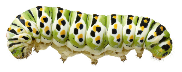 Caterpillar crawling on leaf nature isolated on transparent background