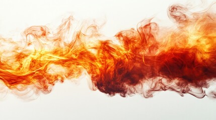 Abstract image of swirling red and orange smoke, resembling flames, against a light background, evoking a sense of heat and energy.