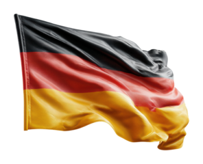 Waving german flag symbolizing national pride outdoors isolated on transparent background