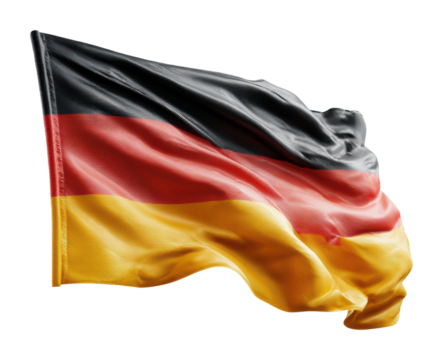 Waving german flag symbolizing national pride outdoors isolated on transparent background - Powered by Adobe