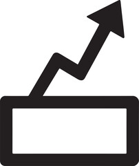 Vector line arrow rising from box symbolizing growth, success, and progress concept.