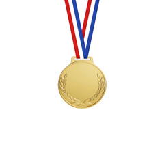 Gold Medal with Red, White, and Blue Ribbon on Transparent Background for Achievement