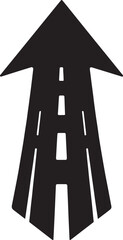 Arrow road silhouette symbol pointing forward in futuristic vector style for motion design.