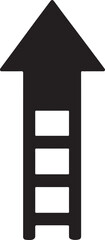 Arrow silhouette integrated with ladder steps representing progress and achievement vector.