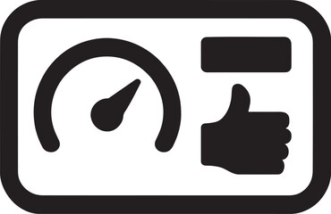 Car dashboard panel silhouette icon representing smooth driving and automotive control vector.