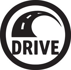 Circular road path silhouette forming drive emblem logo in modern vector design style.