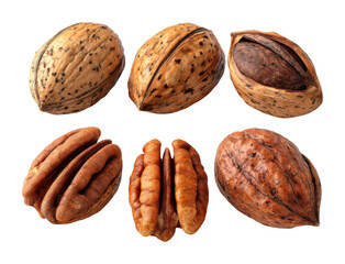 Harvesting pecans fresh nuts nature view isolated on transparent background