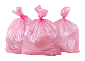 Collecting pink garbage bags urban area waste management cleanliness isolated on transparent background