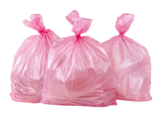 Collecting pink garbage bags urban area waste management cleanliness isolated on transparent background