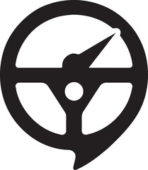 Flat wheel and speed meter silhouette icon merged into modern vector design concept.