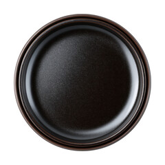 Elegant round black plate kitchen product minimalist isolated on transparent background