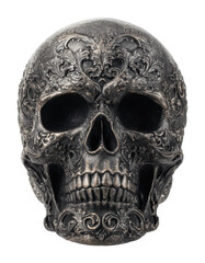 Intricate decorative skull display dark mood isolated on transparent background