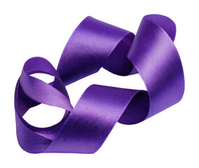 Elegant purple ribbon twists isolated on transparent background