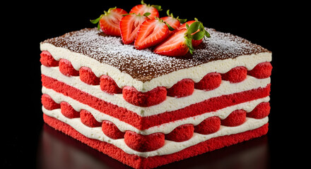 Delicious strawberry layered cake, a delightful treat with a rich and creamy texture