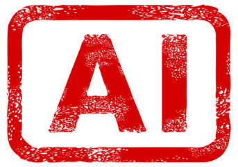 Dirty red stamp mark "AI" surrounded by a rounded frame (cut out)