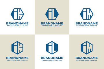 Letters IK IL IM Hexagon Logo Set, suitable for business with KI LI MI initials