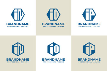 Letters IN IO IP Hexagon Logo Set, suitable for business with NI OI PI initials