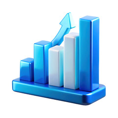 3d bar chart with upward arrow isolated on transparent background