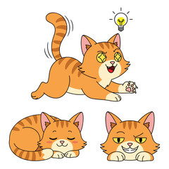 Cute cat mascot showing different moods vector design.eps
