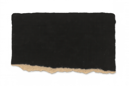 Black torn piece of paper with rough edges, offering a blank frame or background for text or imagery, transparent