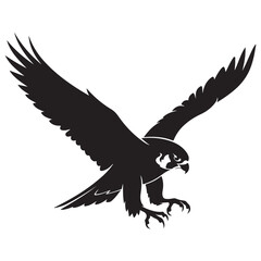 Dynamic Black Silhouette of a Bird of Prey in Flight with Extended Talons
