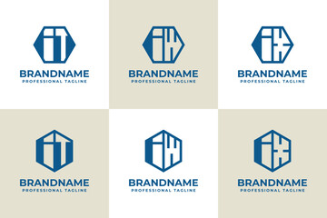 Letters IT IW IX Hexagon Logo Set, suitable for business with TI WI XI initials
