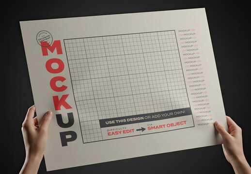 Horizontal Poster Hold by Hands Mockup